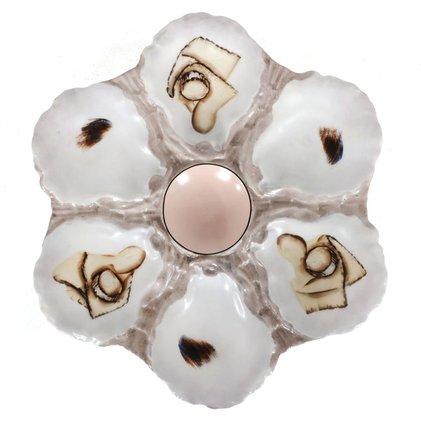 Haviland Hand Painted Marine Themed Oyster Plate Limoges