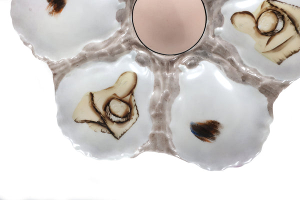 Haviland Hand Painted Marine Themed Oyster Plate Limoges