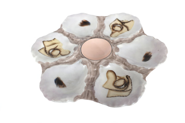 Haviland Hand Painted Marine Themed Oyster Plate Limoges
