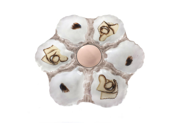 Haviland Hand Painted Marine Themed Oyster Plate Limoges