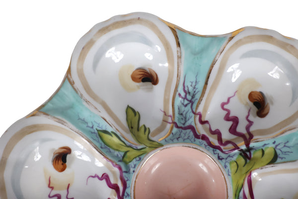 Antique Continental Hand Painted Oyster Plate, circa 1900