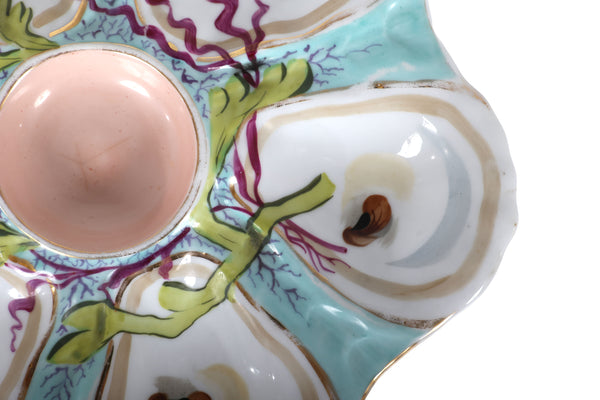 Antique Continental Hand Painted Oyster Plate, circa 1900