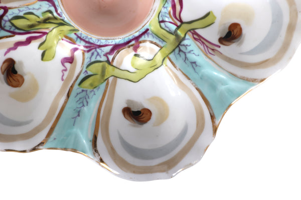Antique Continental Hand Painted Oyster Plate, circa 1900