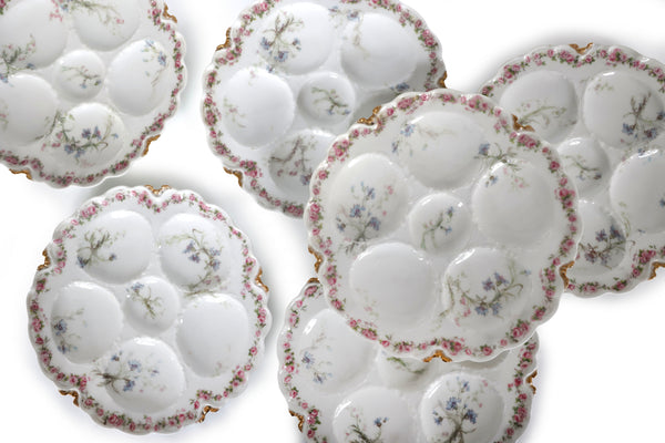 Set of 6 Antique Haviland & Co. Limoges Oyster Plates