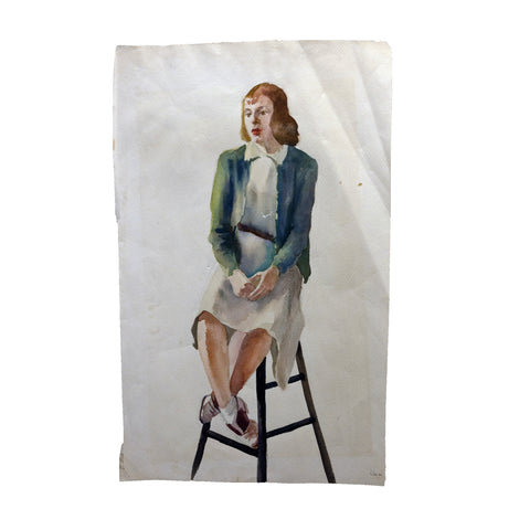 1940's Original Watercolor of a Woman