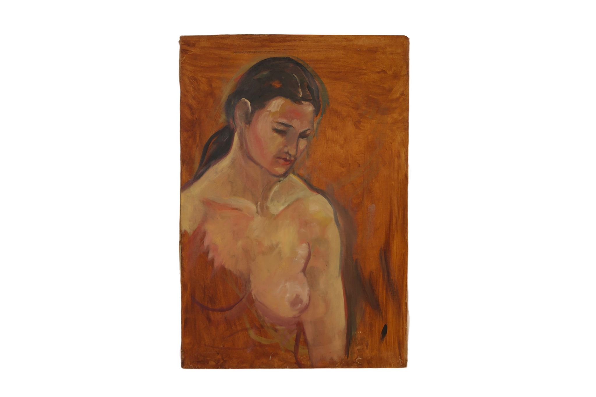 Nude Portrait of a Woman Original Artwork Outsider Art Oil Painting