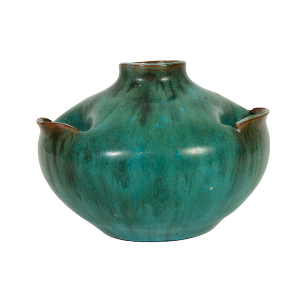 Arts and Crafts Styled Multi Hole Turquoise Bud Vase
