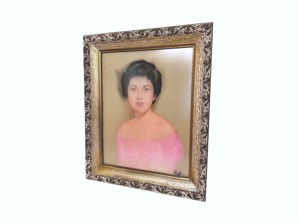 Portrait of a Woman in Pink - Original Pastel Artwork