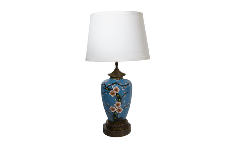 1950's Cloisonne Lamp with Cherry Blossoms